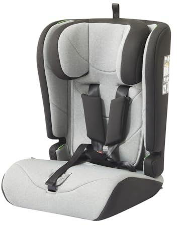 Mobelys Siège Auto Bébé 76-105 cm jusqu’à 36 kg dès 15 Mois, ECE R129 i-Size Booster Seat 100-150 cm jusqu’à 12 Ans, avec Housse Amovible, Coussin Tête Supplémentaire et Harnais Réglables, Gris Clair