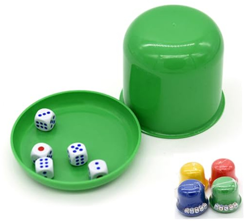 ZUNOXAZ Würfelbecher Aus Kunststoff Mit Deckel Und Tablett Satz 5 Würfel Ergonomischer Griff Für Familienpartys Und Würfelspiele