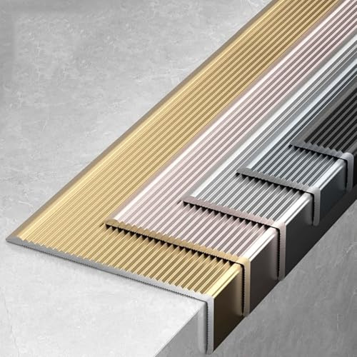 Nez de Marche Escalier 150cm, Profilé de Bords d'Escaliers en Aluminium, 8/10cm Antidérapantes Imperméables Protection D'angles pour Escaliers Intérieurs/extérieurs(Argent,150x8x5cm)