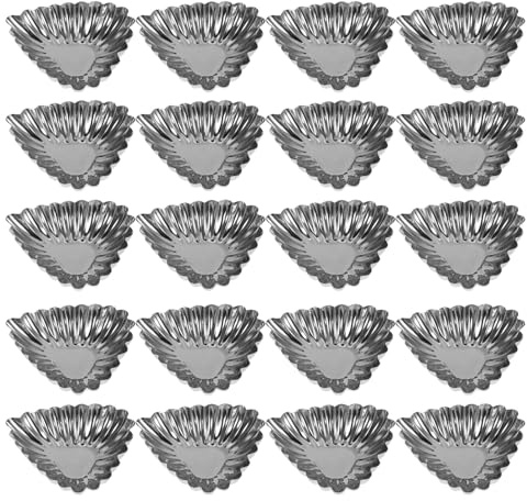 BESPORTBLE Lot de 20 Moules à Tarte en Acier Inoxydable, Résistants la Chaleur, Antiadhésifs, pour Pâtisserie Créative, Tartelettes aux Œufs, Muffins et Pudding, la Cuisine Maison