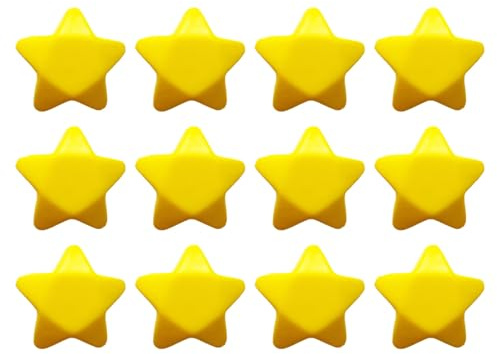 PU Stressbälle - 12 Stück Sternförmige Squeeze Bälle | Gelb Fester Anti Stress Spielzeug | Party Geschenk Kinder Erwachsene | Knetball Elastisch Entspannung Spaß Spielzeug