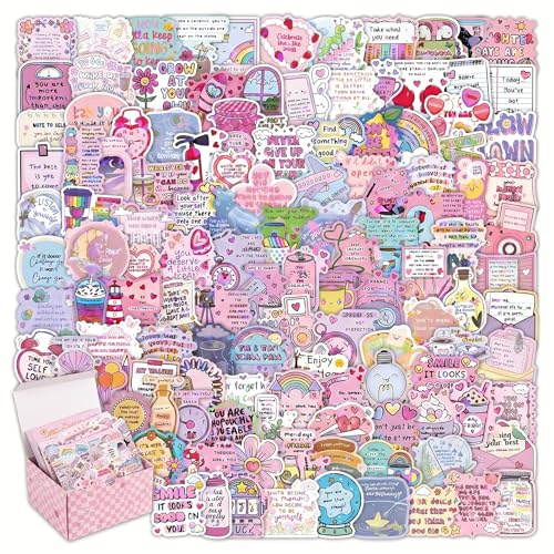 200PCS Holographic Stickers for Adults, Cute Motivational Stickers, Aesthetic Waterproof Vinyl Decals for Laptop, Water Bottle, Journal, Planners, Vision Board, Positive Affirmation Gifts