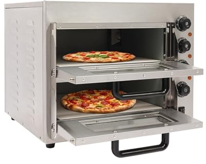 Forno elettrico a doppio piano, 3000 W, 50-350 °C, regolazione precisa della temperatura, funzione timer da 1 a 60 minuti, 20 l, in acciaio inox 201, con finestra resistente al calore, per ristoranti