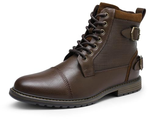 Bruno Marc Botas Moto Hombre Botines Hombre Militares Botas de Combate Tacticas con Forro Calido,Size 41,Marrón,Philly_10