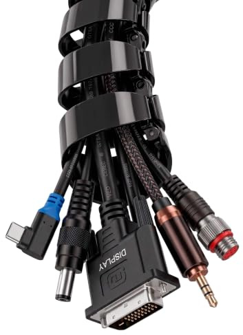 Dellonda Standing Vertical Flexible Cable Management System, 1.3m ABS Desk Cable Tidy Organiser for Sit Stand Home Office Workstations Matt Black - DH23