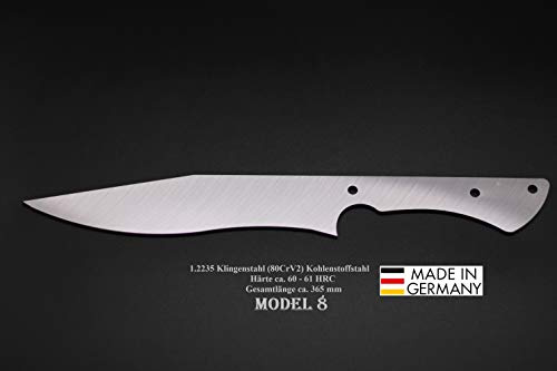 Rohling Messer Model 8 / 365mm Poliert Messerbau Messerstahl Messerklinge Klingenrohling Jagdmesser