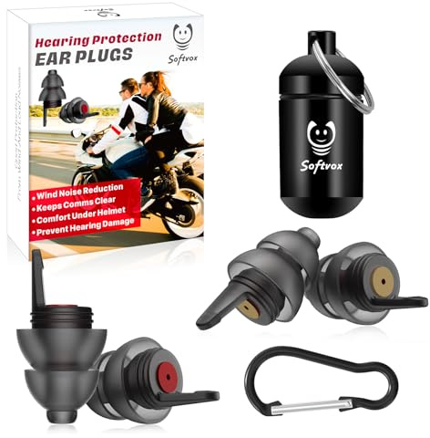 Softvox Motorcycle Ear Plugs for Wind Noise Reduction - 2 Pairs - 25dB - Motorcycle Accessories - Reusable Moto Earplugs, Soft Comfortable Hearing Protection for Motorbike, Touring, Racing, Riding