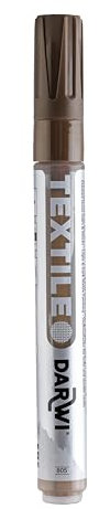 DARWI - DA0160013805C - Un Marqueur Pour Tissus Clairs et Foncés finition Opaque - Pointe 2 MM - Coloris Marron foncé - 6 ML - DARWI TEXTILE OPAK - Peinture Pour Tissus - Loisirs Créatifs