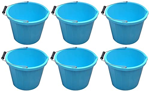 14L Litre Strong Blue Plastic Builders Bucket 3 Gallon Multipurpose Storage Construction Bucket With Metal Handle & Spout For Cleaning Animal Feed Mixing Home & Garden (Made in UK) (6)