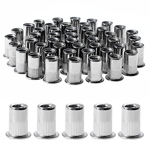 Gueenky 100 Stück Nietmuttern M8 Edelstahl, Einnietmuttern M8 Edelstahl Einziehmuttern Gewindenieten Nutsert Blindnietmuttern Nietmuttern für Metall Kunststoff