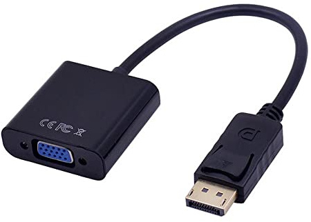 CHJIENJUJIDZ DisplayPort Port Port Port DP a VGA Adaptador Cable Hombre a Mujer Convertidor para computadora PC Laptop HDTV Monitor Proyector-Black