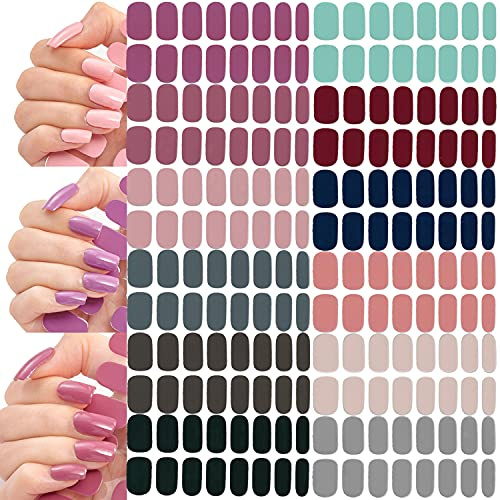 NAILDOKI Nail Stickers 12Sheets x 16 Pieces Full Wraps Nail Polish Strips, Self-Adhesive Gel Nail Art Decals for Women Girls