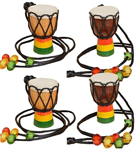 Instrument Halsketten Klassische Mini Afrikanische Trommel Anhänger Djembe Schmuck Halskette Für Teenager Männer Frauen 4 Stücke