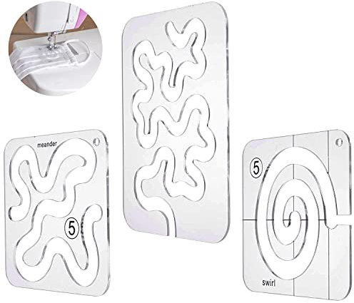 DRERIO 3-teiliges Quilt-Schablonen-Acryl-Quiltlineal-Schablone Freihand-Quiltschablonen-Kunststoffschablonen Transparentes Nählineal-Set für DIY-Patchwork-Nähmaschinen