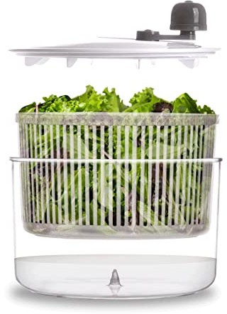 BINO | Salad Spinner - 2.75 Qt | Small Manual Lettuce Spinner | Salad Spinner with Salad Bowl for Serving | Fruit & Vegetable Basket & Spinner | Pasta and Herbs Spinner with Colander | Kitchen Gadgets