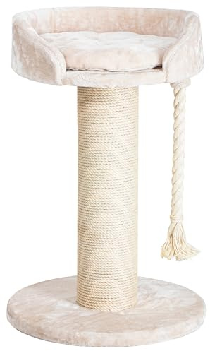 Dehner Katzen-Kratzbaum Aurelio, ca. 65 x 65 x 100 cm, Sisal/Plüsch/Holz, creme