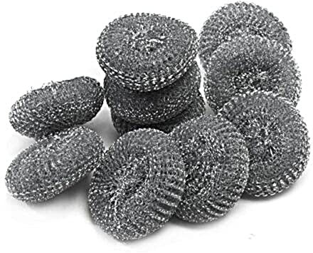 Stainless Steel Scourers - Pack of 20 - Heavy Duty Metal Sponge Scrubbers Scouring Pads - Galvanised Steel Wool Wire Mesh Kitchen Cleaning Pan Pot Scourer | by POUNDXPENCE Co®
