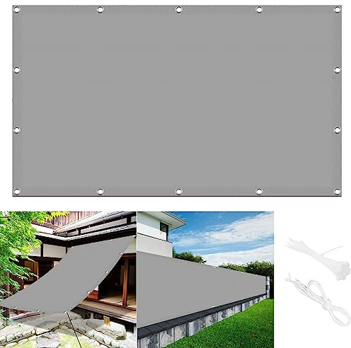 Balkonbespannung reißfest 2 x 3 m,Atmungsaktiv Sonnenschutz Windschutz, Atmungsaktives Sonnenschutznetz,HDPE Sichtschutz Garten, für Garten, Balkon, Camping, Hellgrau
