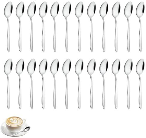 Teelöffel 24 Stück, Gymdin Edelstahl Kaffeelöffel, 13,5CM (5.3inch) Löffel, Kleine Löffel, Modernes Teelöffel Set für Haushalt/Küche/Restaurant, Spülmaschinenfest