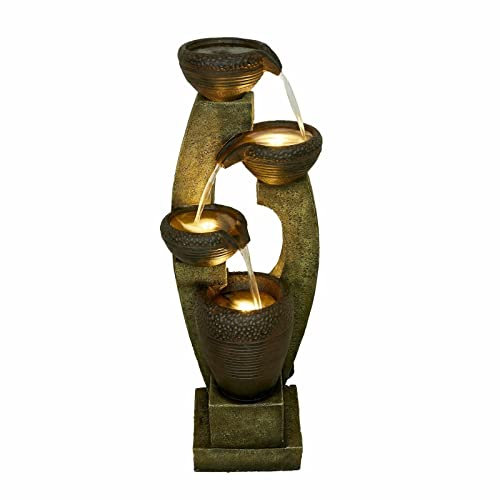 LQSSA Fontaine d'eau de Jardin extérieure, Bols verseurs, Fontaine d'extérieur, Cascades sur Pied, fontaines pour la Maison et la Cour Decoration