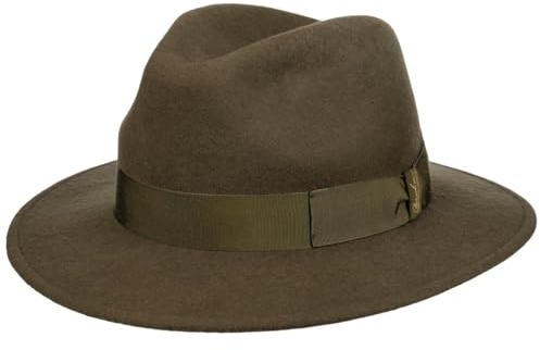 Borsalino Piemonte Traveller Wollhut Wollfilzhut Filzhut Damen/Herren - Made in Italy mit Ripsband, Ripsband Herbst-Winter Winter - 59 cm dunkeloliv