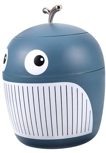 IMIKEYA Poubelle de Bureau avec Couvercle Bleue en Plastique Forme Baleine Design Créatif et Multifonction Facile à Nettoyer pour Bureau ou Salon