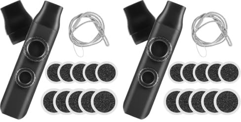 Abaodam 2stücke Kazoo Musikinstrument Mit Doppelloch Und Ersatzmundstück Lanyard Und Runden Membranen Einfach Zu Spielen Für Erwachsene Für Partys Und Musikbegleitung