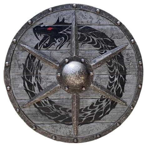 Mittelalterlicher Ritter Holz Rüstung Schild Drache Wikinger Holz Rund Schild Battle Warrior Shield LARP Armor Shield Halloween