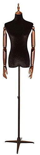 Weibliche Schneiderpuppe, Schwarze Weibliche Schaufensterpuppe, Freistehender Präsentationsständer Für Weibliche Körperform Ohne Kopf Mit Verstellbarem Stativständer, Zum Präsentieren (Mit Armen S)