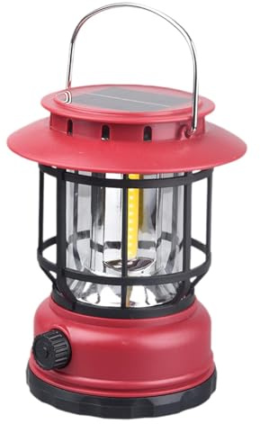 Sharplace Solar-Camping-Laterne, LED-Camping-Laterne, wasserdicht, per USB aufladbar, COB-Camping-Lampe, Umgebungslicht für Picknick, Reisen, Grillen, Rot