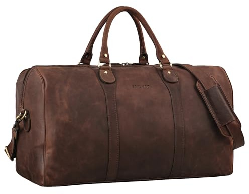 STILORD Vivaldo Espaciosa Bolso de Viaje Cuero Bolso de Mano de Hombre Elegante Bolsa Deporte Mujer Vintage Weekend Bag Piel Auténtica Color:Zamora - marrón