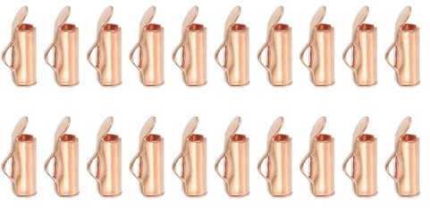 sourcing map 100Pcs Slide on End Clasps, 10mm Tube Ball Bead Slider Crimp Ends for Multi-Strand DIY Craft Making, Rose Gold