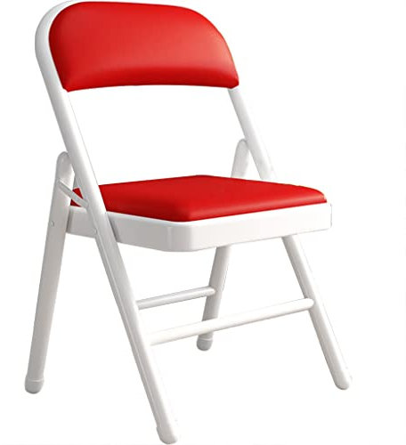 Klappstuhl Haushalt, PU-Speisetisch, Bequemer Rückenlehnenstuhl, Büro- Und Konferenz-Computerstuhl, Kann 200 Kg Tragen(Color:Red)