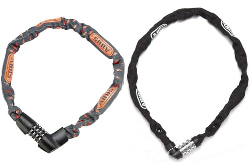 ABUS Kettenschloss Tresor 1385/75 Grey Lightning – Zahlenschloss aus gehärtetem Stahl – 6 mm starke Vierkantkette – ABUS-Sicherheitslevel 6 – 75 cm – Grau & kettingslot code 1200/60 web black