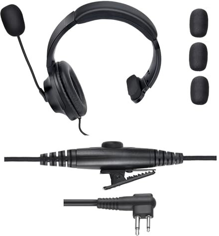 stdgove Walkie Talkie Over The Ear Headset Noise Reduction Earmuff Headphone Earpiece with Ptt Boom Mic for Motorola 2 Pin Radio CLS 1110 1410 cp200 cp185 cp100d dlr 1060(Big Earmuffs) (Single Sided)