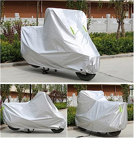 Funda para Moto Cubierta de tela Oxford for motocicleta, cubierta for Moto Scooter, Protector UV a prueba de polvo, impermeable for motocicleta, cubierta impermeable for motorista 59(Oxford Silver,XXL