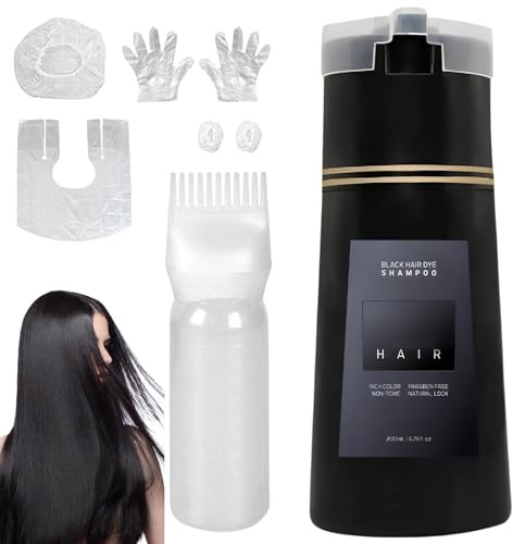 Black Hair Dye Shampoo, Natural Plant Hair Dye Shampoo, Instant Herbal Long Lasting Coloring For Women & Men (Black)