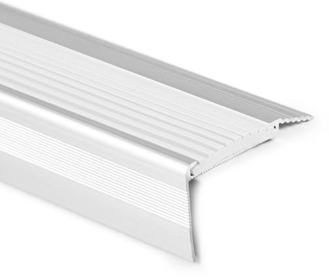 Nez de marche en aluminium blanc L x l x H = 1500 x 55 x 31 mm – L = 1,5 m – Protection des bords d'escalier – Profilé d'escalier