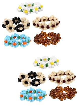 LIFKOME 10stücke Damen Beaded Blumenringe Kreative Finger-ringe Aus Farbigen Perlen Bohemian Schmuck Für Alltag Und Bühne Bequem Und Langlebig Zufällige Farben