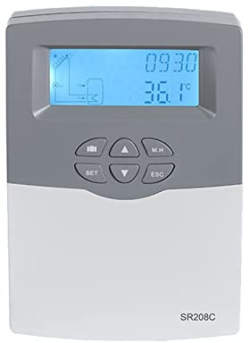 EDEDE Régulateur de Charge Solaire, AC100-240 facultatif à télécommande de WiFi de contrôleur de Chaleur de l'eau de SR208C for Le système de Chauffage Solaire pour l'industrie, la Maison(SR208C)