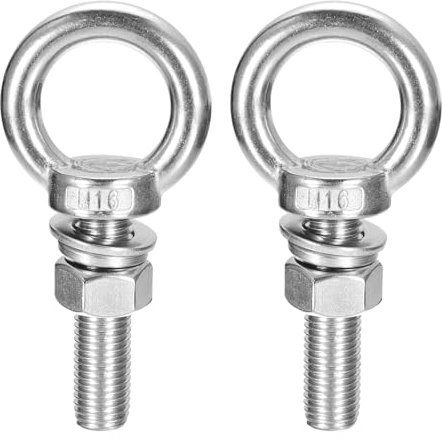 QUARKZMAN Bullone ad Occhiello di Sollevamento, 2 Set M16 x 60mm Bullone ad Occhiello con Dado Rondella Acciaio Inossidabile 304 Anello Sollevamento a Spalla per Appendere Oggetti
