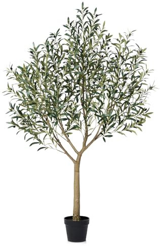 VeriNatural Artificial Olive Tree 180cm Large Tall Fake Plant - Faux Tree with 74 Fruits & 1676 Leaves for Home Office Indoor Outdoor Decor - Decorative Plastic Plants for Living Room Bedroom, VN157