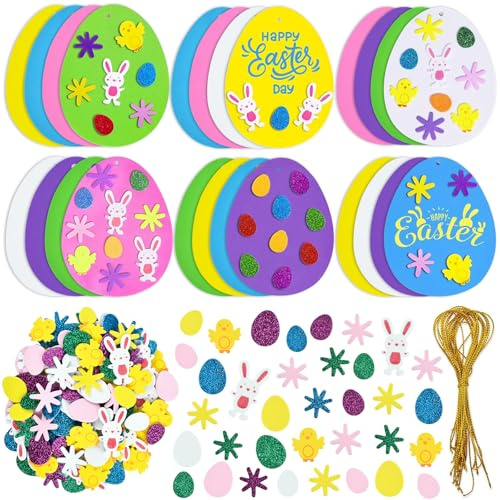 DIELIANHUA 208 Stück Ostern Basteln Kinder, DIY Osterdeko Bastelset, Ostern Basteln, Ostereier Bastelset, Moosgummi Bastelset Ostern, Osterhase zum Basteln