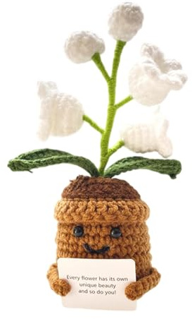 Lampada notturna Giglio della Valle, Lampada Giglio della Valle all'uncinetto,Simpatica luce notturna a forma di da scrivania all'uncinetto - Lampada da tavolo vintage a fiori con biglietto emozionale