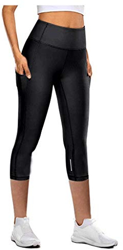 Leggings Deporte Mujer Deportivos Push Up Cortos Leggings Capri Talla Grande Sin Costuras Elasticos Mallas 3/4 Cintura Alta Control De Barriga Bolsillo Leggins Transpirable Pilates Running Gym