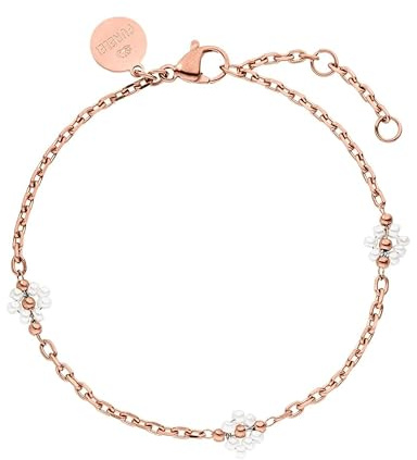 Purelei Zartes Armband mit Perlen-Blumen – Edelstahl in Gold, Silber & Roségold, verstellbar - Hautverträglich - Bracelet - Frauenarmband