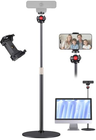 Borenbuir Webcam Stand for Desk, Adjustable Height Webcam Mount, Compatible with Logitech Webcam C920 C922 BRIO, 360°Rotatable Ballhead Phone Holder with 1/4 Thread for Live Streaming/Video Calling