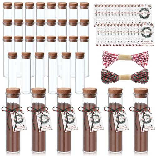 Potchen Heißschokoladenflasche für Gäste, 57 ml, mit Deckel und Seil, Kakao-Shot, Geschenk für Studenten, Lehrer, Valentinstag, 36 Stück
