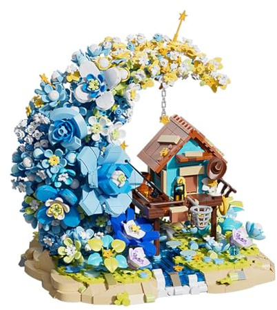 Bouquet de Fleur Plantes Construction, 1622 pièces Jeu de Construction Fleurs de Lune, DIY de Fleurs Artificielles à Construire, Accessoires Décoratifs Créatifs pour la Maison