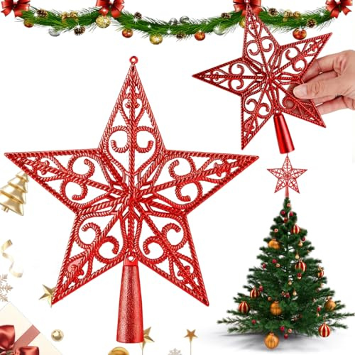 Weihnachtsbaumspitze Stern Rot, Christbaumspitze Stern, Weihnachtsbaumspitze Für Tannenbaum Tannenbaumspitze Weihnachtsbaum Weihnachten (#Rot 20cm)